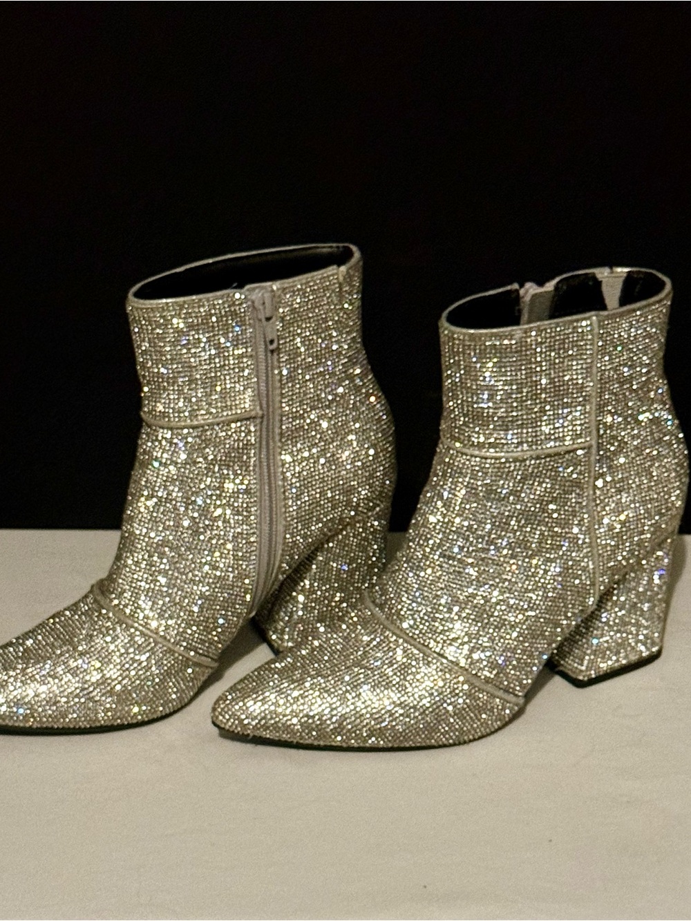 a new day Silver Crystal Embellished Ankle Boots - Sz 8.5